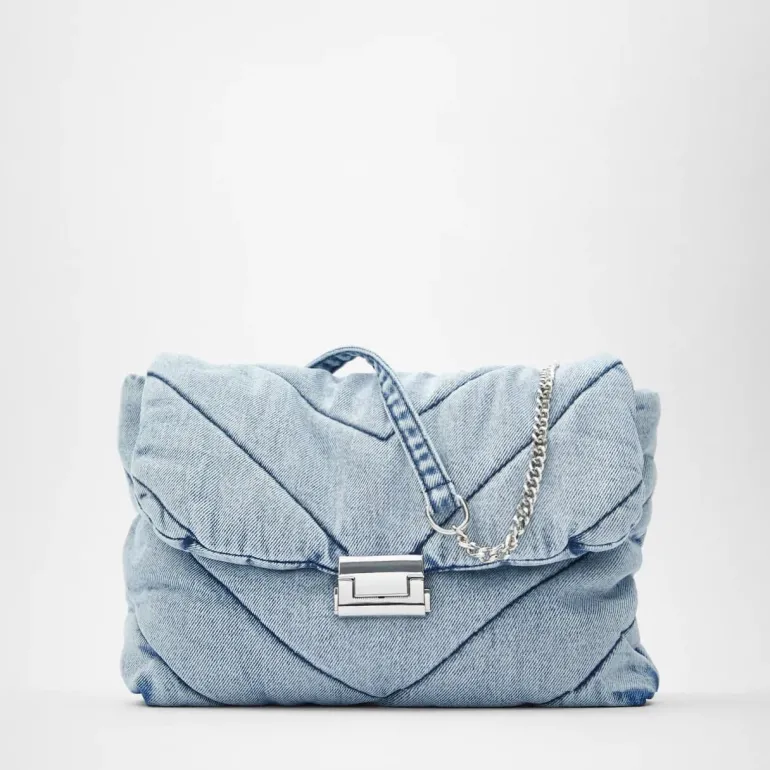Grand denim blue jean matelassé^Sac Bandoulière Shop
