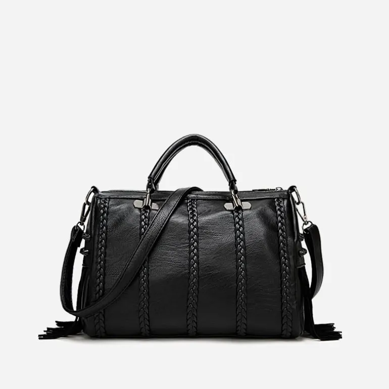 Sac à main clouté en cuir avec franges^Sac Bandoulière Cheap