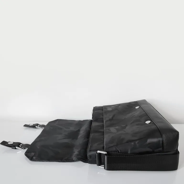 Sac besace Oxford camouflage avec garniture cuir safiano^Sac Bandoulière Cheap