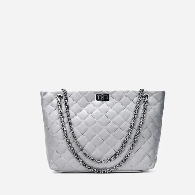 Sac cabas en cuir noir matelassé et à chaine^Sac Bandoulière Store