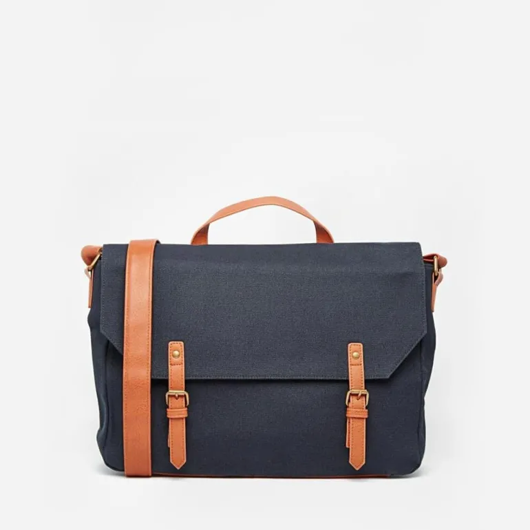 Sacoche besace toile et cuir marron^Sac Bandoulière Best